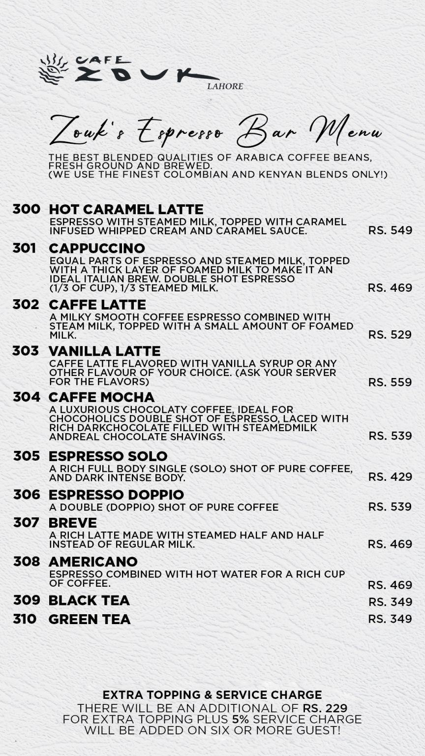 Café Zouk Lahore Menu Lahore Read 2024 Updated Café Zouk Lahore Menu
