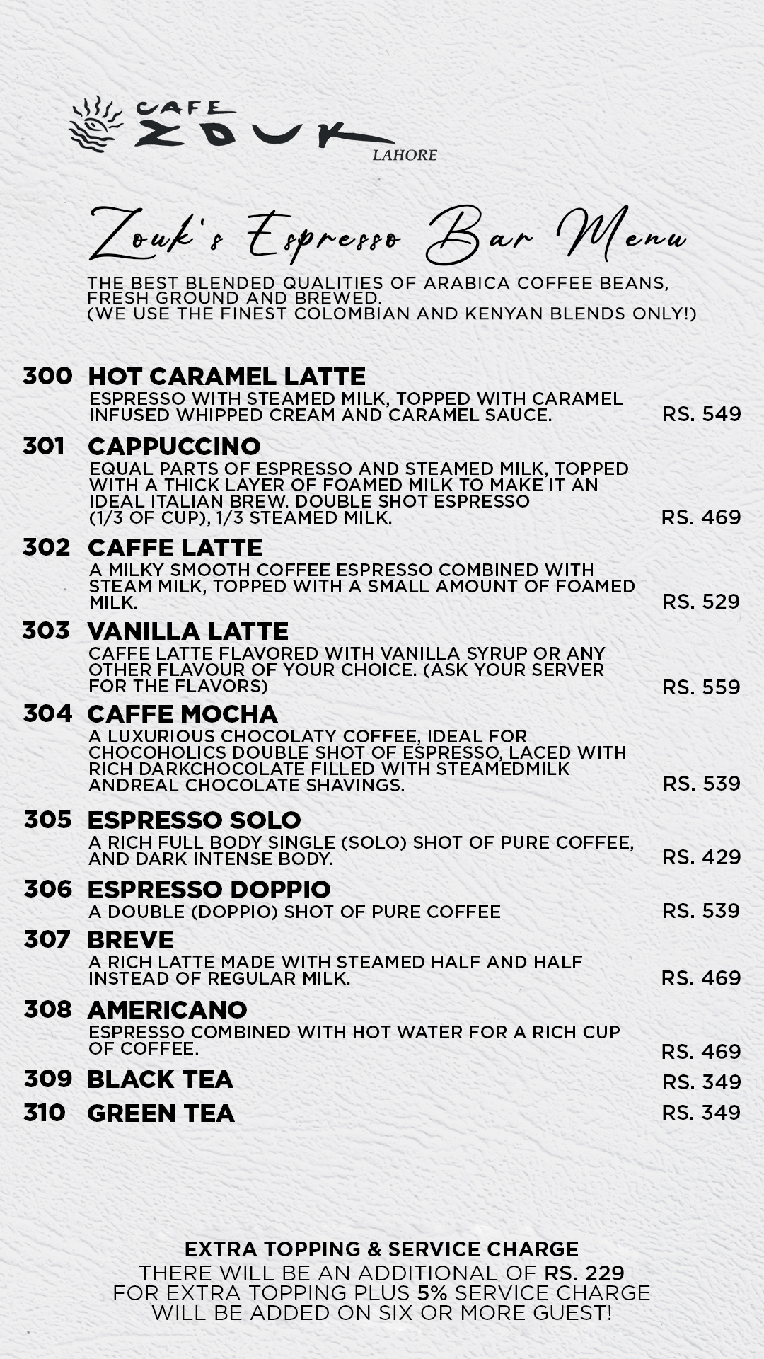 cafe zouk lahore restaurant menu page 32