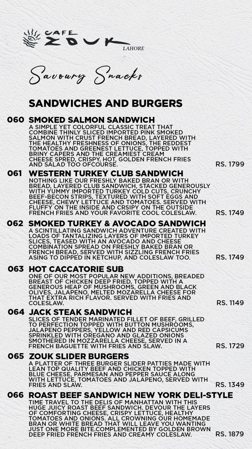 Café Zouk Lahore Menu Lahore Read 2024 Updated Café Zouk Lahore Menu