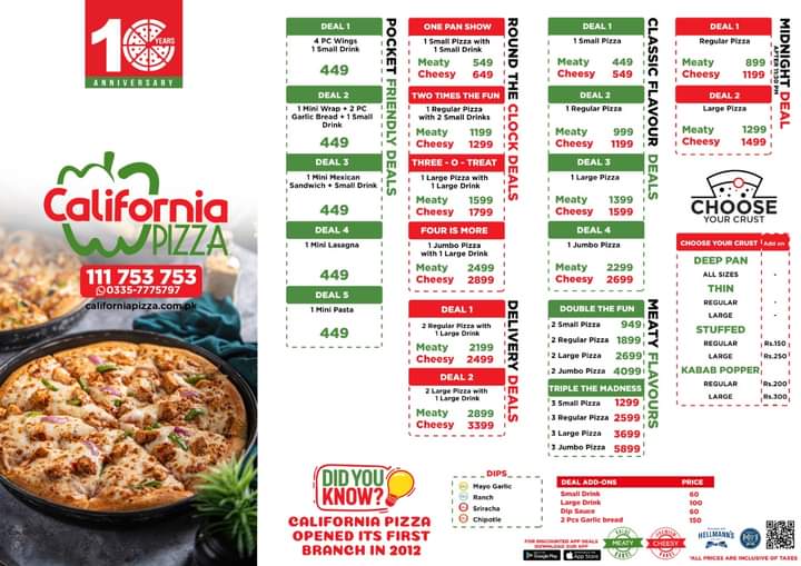 California Pizza Karachi Menu